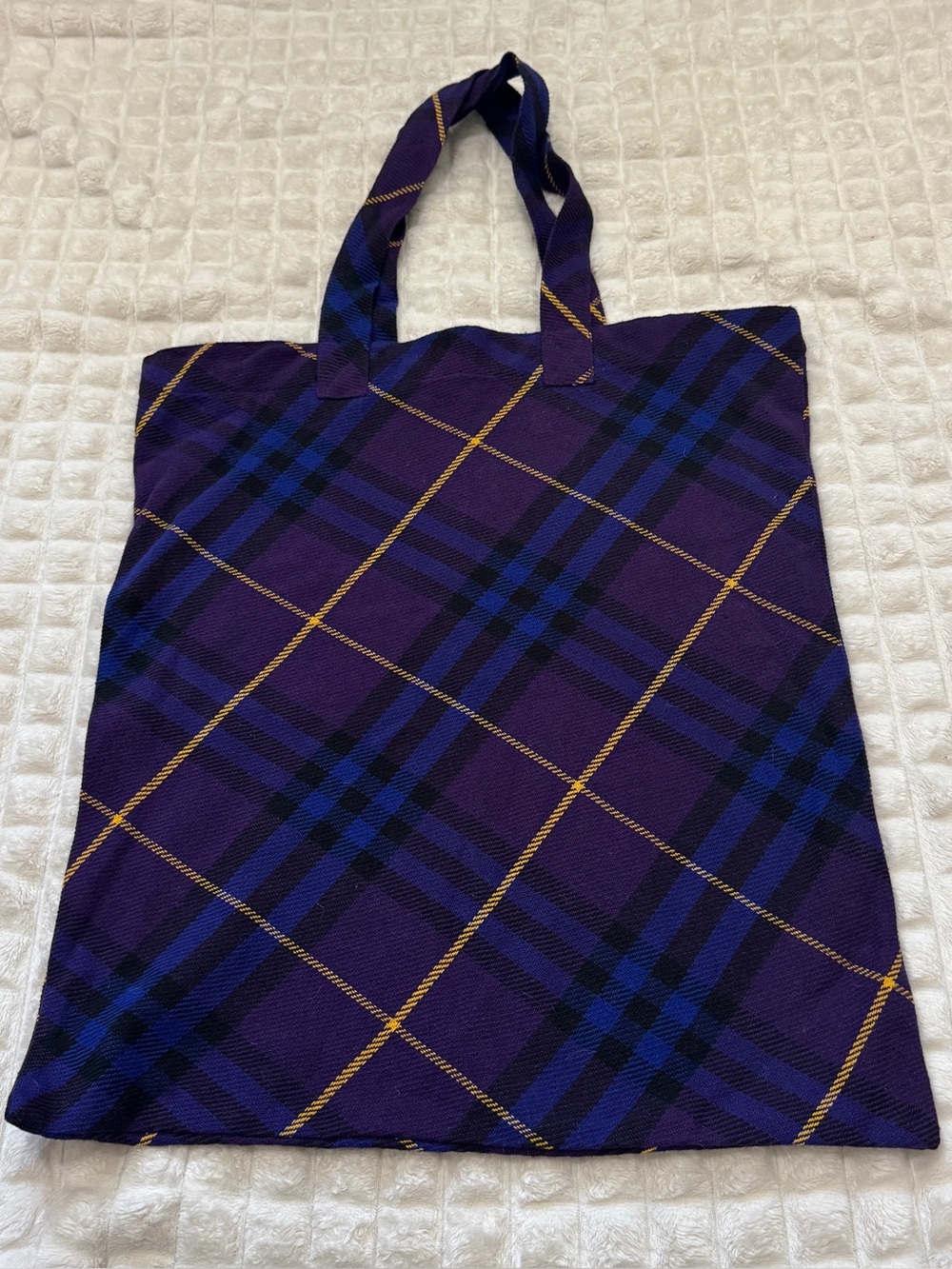 Burberry Purple Plaid Tote Bag ~ Lightweight Everyday Shopper Large XL